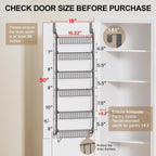 Delamu Over the Door Pantry Organizer, 6-Tier Metal Pantry Door Organization and Storage, Hanging Kitchen Basket Spice Rack Seasoning Shelves, Cabinet Door Organizer for Easy Install,D5xW18xH50inch