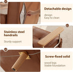 SUIYIMU Folding Chair Bed, 3-in-1 Convertible Sleeper Chair Bed (Natural Wood-Faux Leather)