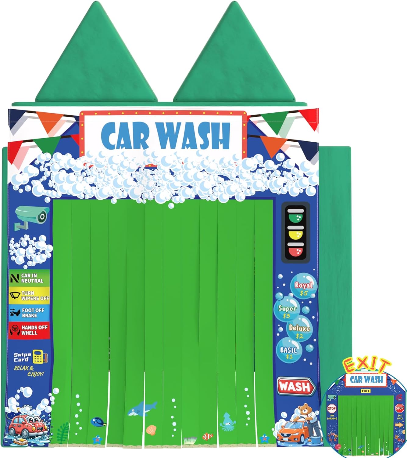 Play Panel for Kids Play Couch Foam Sofa Childrens Home Play Modular Couch (Sofa not Included) - Car Wash - Set of 2 (Entrance & Exit)