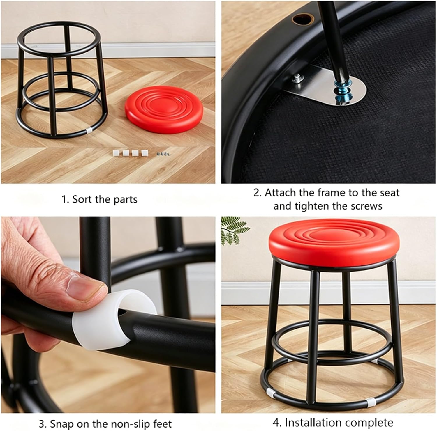Backless Counter Height Bar Stools, Office Three-Ring High Chair, High Barstools, Comfortable Upholstered, for Dining Room, Kitchen, Bar(Orange,78cm/31in)