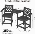 HDPE Outdoor Adirondack Bar Chairs Set of 2,Tall Adirondack Chairs with Umbrella Table,bar stools with Back for Patio Backyard Swimming Pool Durable Weather Resistant Design Black