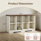 OffiGo 8 Cube Organizer Bookcase, Modern Farmhouse Open Shelf for Storage Bins & Decor, Display Bookshelf Console Closet for Living Room, Bedroom, Home Office, Walnut+White