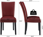Solid Wood Dining Chairs Set of 4 with UP High Back, Modern Classic Kitchen Chairs with Upholstered Seat, Holds 300 Lbs,Easy Assembly for Dining Room, Home Office Red CY1331RD