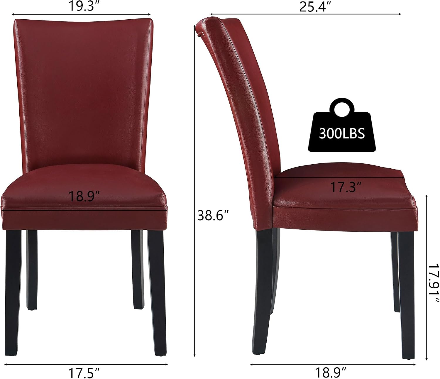 Solid Wood Dining Chairs Set of 4 with UP High Back, Modern Classic Kitchen Chairs with Upholstered Seat, Holds 300 Lbs,Easy Assembly for Dining Room, Home Office Red CY1331RD
