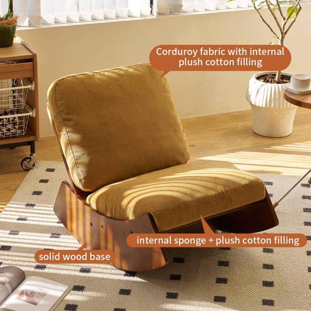 Comfortable Glider Nursery Rocking Chair, Solid Wood Frame, Perfect for Multiple Settings Accent Chair for Bedroom,Living Room,Nursery (Orange)