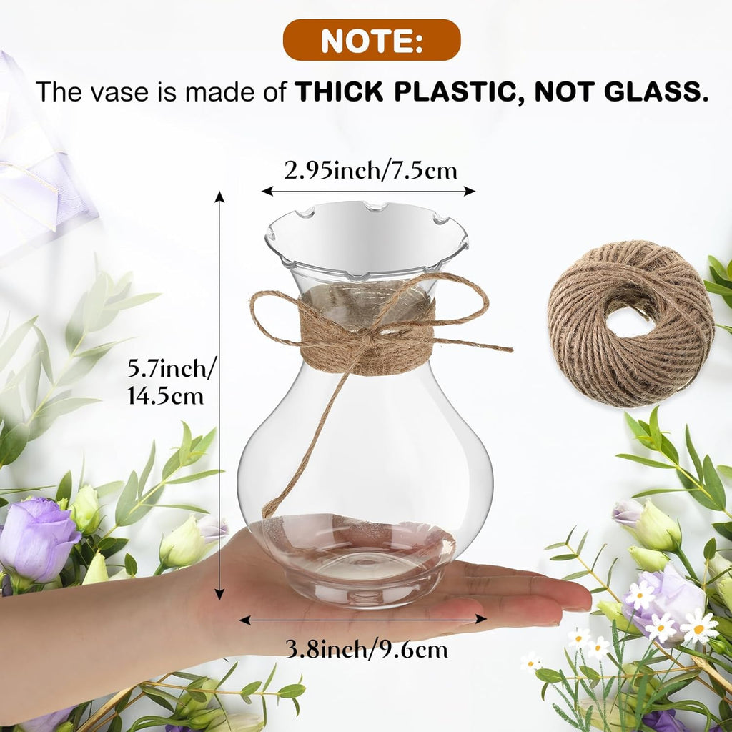 Bokon 5.7" Plastic Small Vases for Centerpieces, Plastic Bud Vase Bulk, Hyacinth Avocado Growing Vases, Tiny Flower Bulb Plant Propagation Containers for Wedding Living Room Table Decorations(12 Pcs)