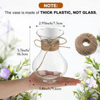 Bokon 5.7" Plastic Small Vases for Centerpieces, Plastic Bud Vase Bulk, Hyacinth Avocado Growing Vases, Tiny Flower Bulb Plant Propagation Containers for Wedding Living Room Table Decorations(12 Pcs)