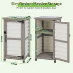 Small Outdoor Storage Cabinet with Metal Top, 2-Tier Patio Potting Bench & Garden Tool Organizer, Adjustable Shelf Corner Storage Cabinet for Balcony Backyard Porch