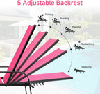NEWBULIG Outdoor Lounge Chair for Pool,with 5-Position Recliner, 350 lbs Heavy Duty Patio Pool Chair, Outdoor Sun Chairs with Metal Frame for Backyard, Deck, Pink
