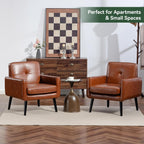 Vogue Furniture Direct Mid Century Accent Chair, PU Leather Modern Chair with Wooden Frame, Cozy Armchair Reading Chair with Comfy Back for Apartment, Living Room, Bedroom, Small Space, Corner, Brown