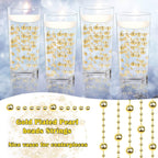 Billbotk 30 Pieces Floating Pearls Beads String for Floating Candles, Gold Vase Fillers for Centerpieces Faux Pearls Beads String for Wedding Celebration Party Decor