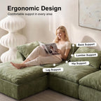 Oversized Cloud Couch Sectional Sofa for Living Room, Modular L Shaped Boneless Chenille Sofa with Chaise Lounge, Deep Seat Convertible Couch, Compressed No Assembly Floor Sofa(Green)