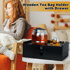 Cinnvoice Tea Bag Organizer Wood Tea Organizer Storage Box 8 Compartments Container Holder with Lid to Storage and Keep Fresh(Black)