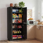 TROPOW Kitchen Pantry Storage Cabinet, 67" Tall Food Pantry with Adjustable Shelves & Anti-Tip Design, Large Kitchen Hutch Cabinet for Dining Room Living Room, Black