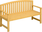 Wood Garden Bench, 56 in Natural 2-Seater Outdoor Patio Bench Park Bench with Backrest and Armrests, Wooden Loveseat Seating for Porch Poolside Balcony Backyard