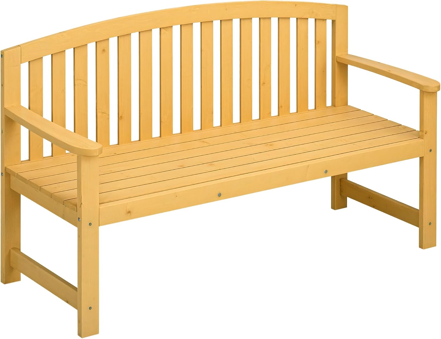 Wood Garden Bench, 56 in Natural 2-Seater Outdoor Patio Bench Park Bench with Backrest and Armrests, Wooden Loveseat Seating for Porch Poolside Balcony Backyard
