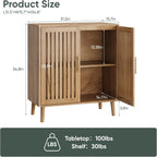 Smart FENDEE Sideboard Cabinet, 31.5" W Farmhouse Buffet Cabinet with Slatted Doors & Adjustable Shelf, Wooden Coffee Bar Storage Station for Kitchen, Dining Room, Living Room, Entryway, Natural