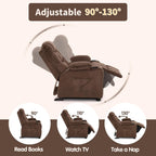 MCombo Big Kids Recliner for Ages 3+, Child Reclining Chair, Toddlers Recliner Sofa with Cup Holders (Velvet, Brown)