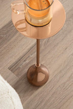 Kate and Laurel Hersi Decorative Modern Pedestal Drink Table, 7 x 7 x 20, Rose Gold, Cast Aluminum Mini Table with Teardrop Base for Use as Small Plant Stand or Living Room Martini Table