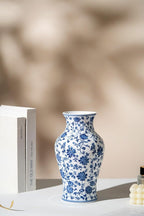 Blue and White Porcelain Décor, Blue and White Vase, Blue Vase, Chinoiserie Vase, Blue and White Ginger Jar Vase for Home Decor,Flower Vase,11" H