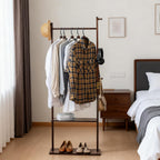 SOBIBO Clothes Rack Solid Wood Coat Rack with Shelves and Hooks – Garment Clothing Rack Coat Rack with Storage for Hallway, Bedroom, Living Room, 23.6 inch, Walnut