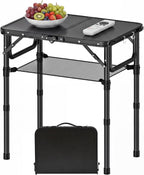 YihuiKo Folding TV Tray, Lightweight Portable Small Folding Table | Adjustable Height, Snack Side Table for Bed Sofa, End Side Table for Living Room Couch Bedroom, Carry Handle, Storage Net