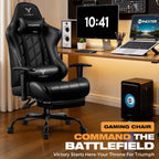 Gaming Chair with Footrest, Ergonomic High-Back PU Leather Computer Chair with 3D Adjustable Armrests, Headrest and Lumbar Support, Office Desk Chair with Diamond Stitching for Adults & Teen