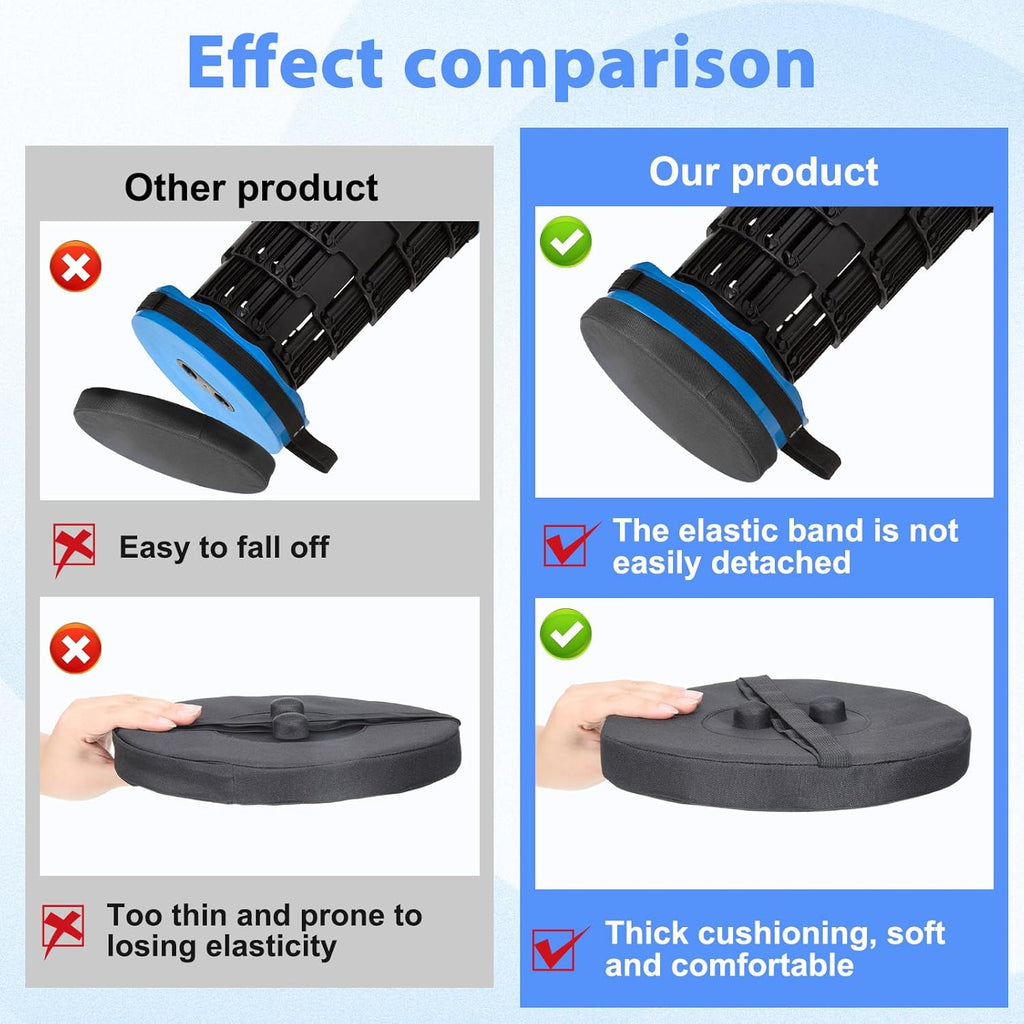 2 PCS Telescopic Stool Cushion, 9.8 Inch Retractable Folding Stool Cushions Round Memory Foam Cushions for Retractable Camping Stools with Elastic Strap for Picnics, Camping and Fishing-Only Cushion