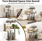 Bikoney Botanical Record Player Stand,Vinyl Record Storage Holder with Plant Stand, Vintage Turntable Stand Table with Record Album Display Shelf,Unique Record Console Cabinet,Mid Century Modern Wood
