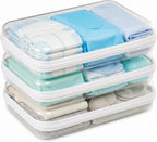 3 Pack Medium White Clear Hard Shell Zipper Case, Clear Storage Organizer Bins with Zipper, Water-Resistant Travel Toiletry Bag for Makeup, Cables, Snacks, Crafts, Office Supplies