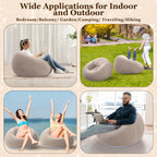 Realspring Inflatable Bean Bag Chairs Outdoor Blow up Camping Chairs Inflatable Lazy Sofa Folding Portable Bean Bag Loungers Couch(Coffee,6 Pcs)