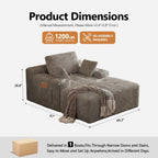 67" Oversized Chaise Lounge Chair Indoor, Corduroy Upholstered Boneless Sofa Bed, Modern Deep Seat Cloud Sleeper Couch Reading Chair for Living Room, No Assembly Required, Khaki