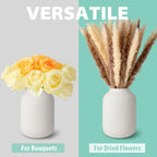 flature Ceramic Vase with Grooves - Waterproof Flower Vase in Matte White for Fresh Flowers, Dried Flowers, Pampas Grass, Large 7.9" Tall Vase as a Gift, Decoration for Living Room, Bedroom, Office.