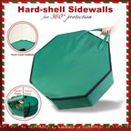 BrilliantJo Wreath Storage Hard Shell Christmas Decorations Case Bag with Interior Pockets 600D Oxford Fabric 24 Inch Xmas Container Box for Holiday Zipper and Handles Labeling Card Slot Green