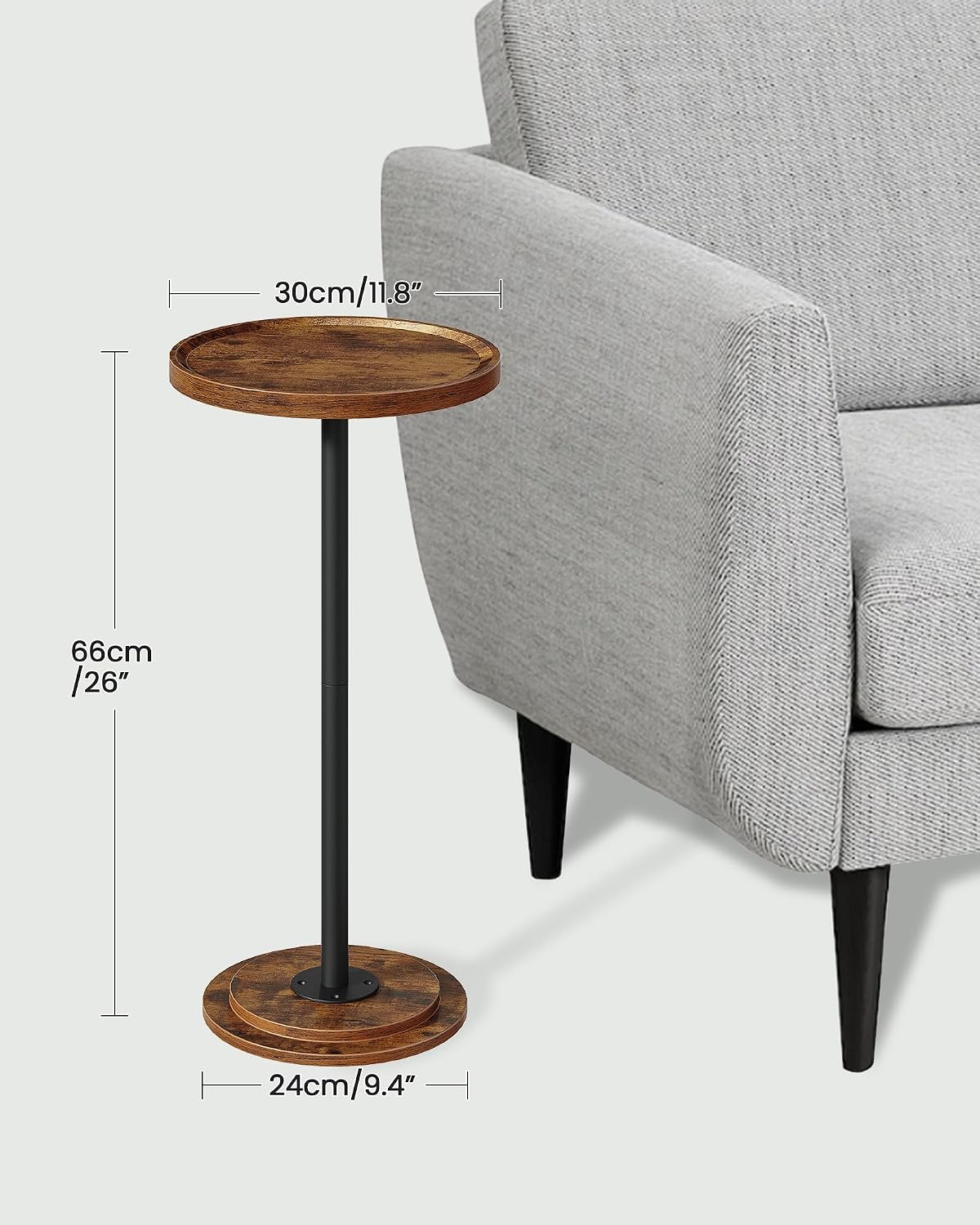 CHOEZON Drink Table and Small Side Table Bundle, for Living Room, Bedroom, TBZ30BF-TBZ24BF