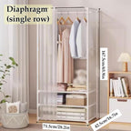 Portable Wardrobe - Heavy-Du Steel e with Hanging Rod & STO Cartment - Black, Single Row - Perfect for Clothes nizat & Space-Saving Soluts