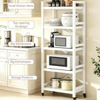 Kitchen Shelf 5 Tiers Metal Kitchen Bakers Rack Microwave Stand with Storage Cabinet Kitchen Shelves Kitchen Rack for Spices,Pots,Kitchen Rack for Kitchen, Entryway, Living Room