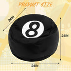 AceOrbit 8 Ball Bean Bag Chair Cover, Prize Gift Plush Toys Organizer, Black PU Leather 8 Ball Stuffed Animal Storage Bean Bag, Billiard Decor for Game Home Dorm Room Living Room (No Filling)