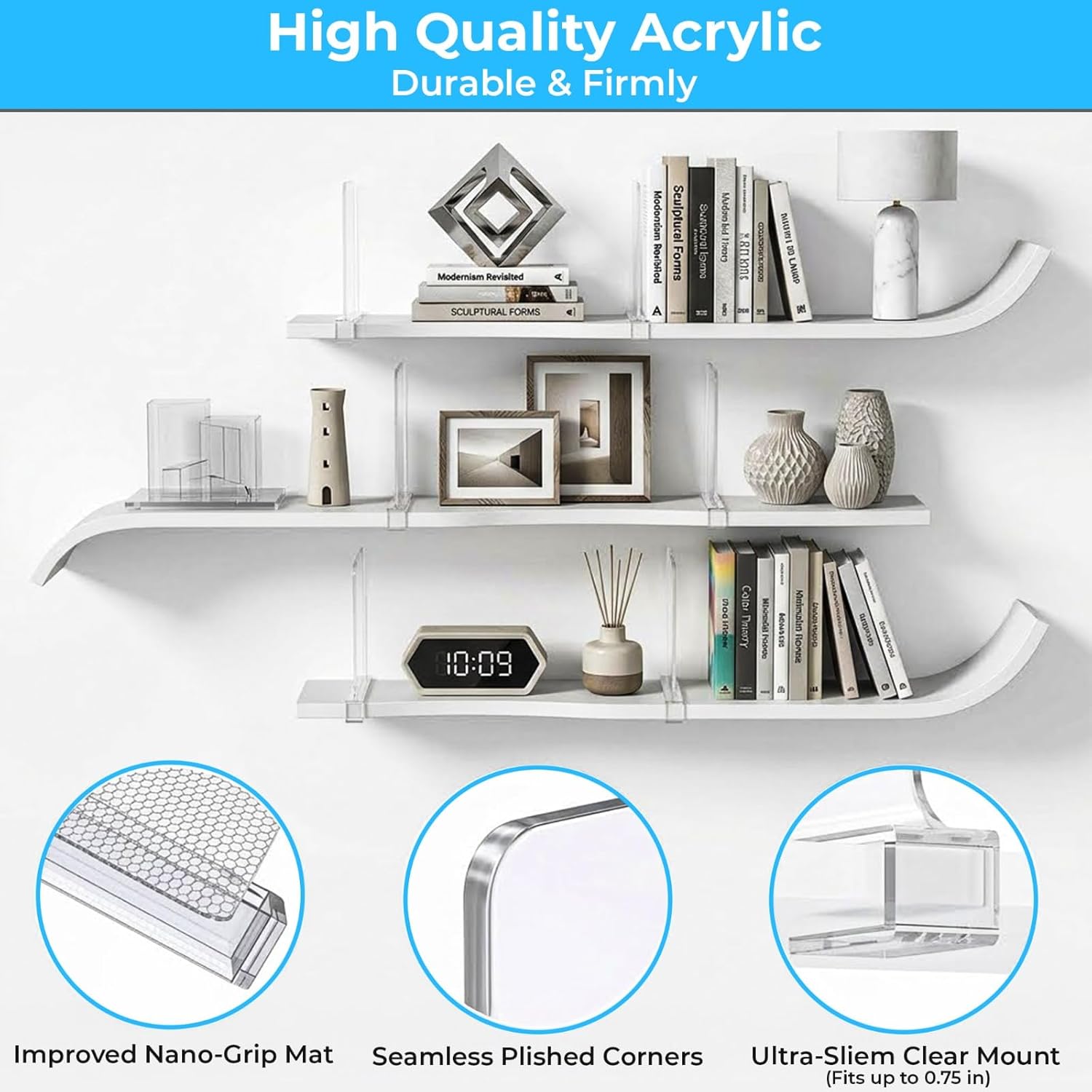 [Extra Tall Version] Clear Shelf Dividers for Closet Organization, 6 Pack Adjustable Acrylic Wardrobe Separator for Clothes, Purse, Kitchen & Bathroom Storage, Space Saving Closet Organizer 12 Inches