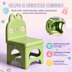 Kids Folding Chair, Ergonomic Small Chair for Toddlers, Durable Plastic Kids Chair for Home Classroom Camping, Lightweight Padded Seat (Green)