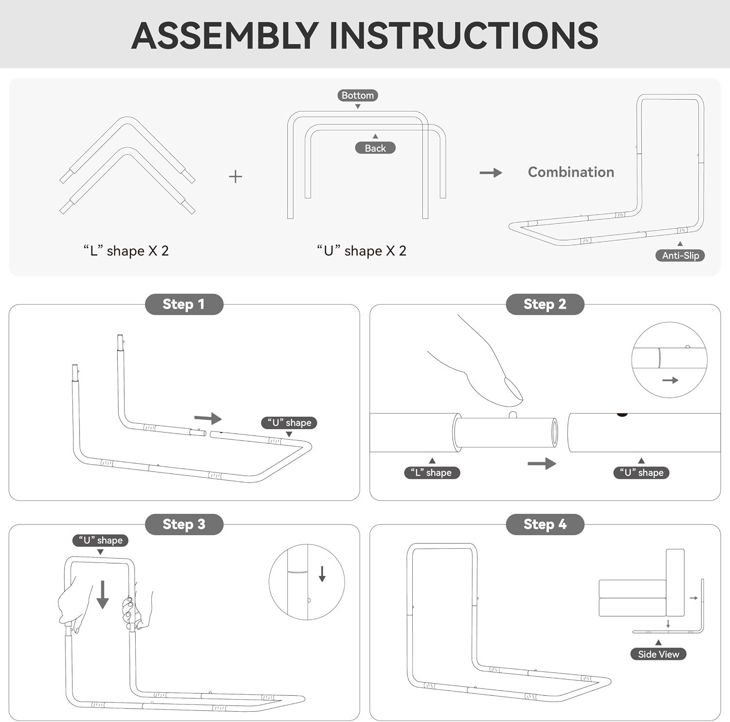 WOWMAX Floor Sofa Support Frame, Freestanding Back Support for Floor Cushions, No Wall Needed, Easy Assembly, Fits Most Floor Sofas (Sofa Not Included)