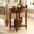 YUNMUARY-Oval End Table Cherry Finish Wood Side Table with Storage Shelf,Modern Living Room Accent Tables Wooden Nightstand Mid-Century End Tables for Sofa,No-Tools Assembly Dark Cherry