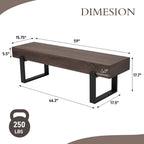59" Dining Bench, Farmhouse Indoor Kitchen Table Benches, Industrial Shoe Bench, Entryway Benches, Black + Dark Walnut