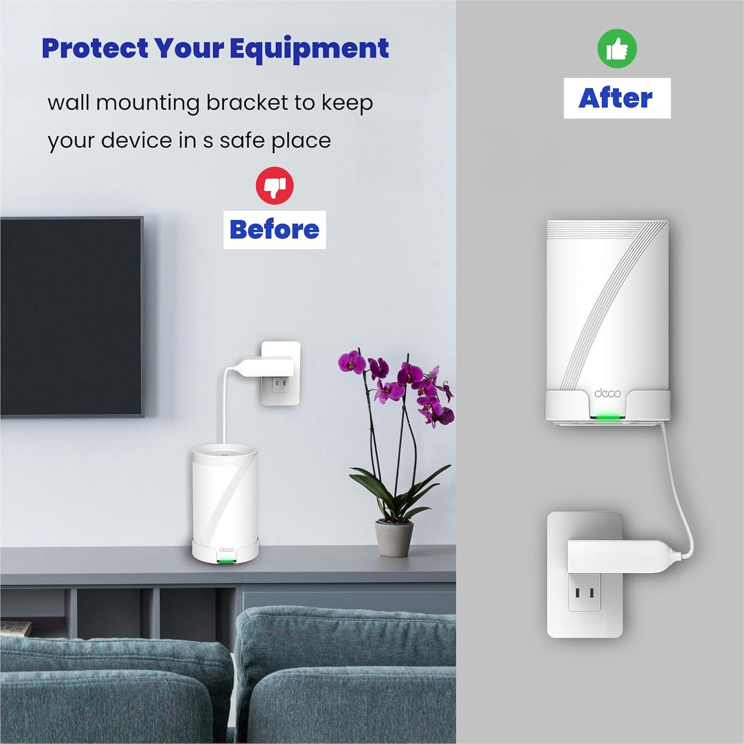 Wall Mount for TP-Link Deco BE63/ BE65/BE67/BE68/BE10000/BE11000/BE14000 Mesh Wi-Fi 7 System, Saving Space Aluminum Alloy Wall Hanging Bracket Holder with Cable Storage Rack (White-3Pack)