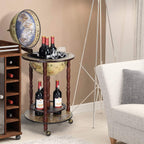 TANGZON 330MM/360MM Globe Drinks Cabinet, Movable Whisky Wine Spirits Cabinet with Casters, Wine Container Minibar Storage Wooden Cart (Cream)