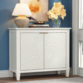 40" Coffee Bar Cabinet with Shelf, Craft Storage Cabinet with Doors, Wood Cabinet, Charming Carved Motif, Entry Way Cabinet with Storage, Sideboard Buffet for Living Room (Annual rings, White)
