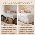 Breling White Ruffled Dorm Bed Skirt Twin XL 36 Inch Long Bed Skirt Dorm Solid Silky Fabric Machine Washable Split Corner Extra Long Wrap Around Elastic for Beds Room Bedding Decor