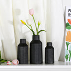 Bohemian Black Ceramic Vase - for Pampas Grass, Mantel, Bookshelf, Entryway and Living Room Decor (Black, Set of 3)