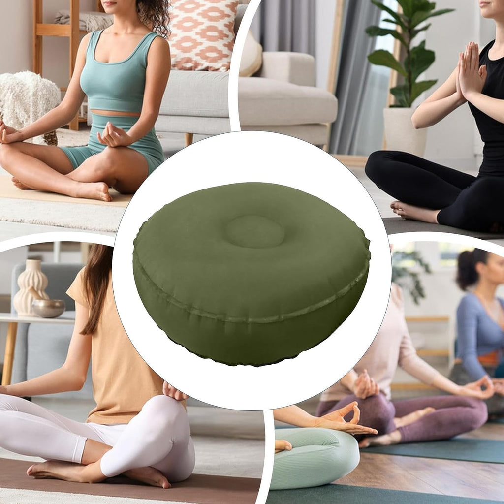 Inflatable Meditation Cushion Seating Indoor Outdoor Meditation Pillow Comfortable Lightweight, Green