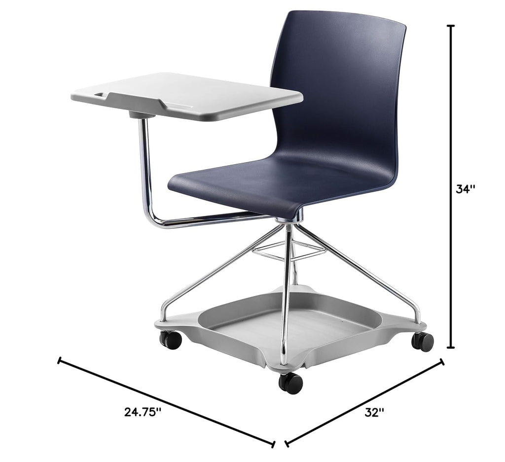 National Public Seating CoGo 25-inch Mobile Tablet Chair, Blue/Gray (COGO-04)